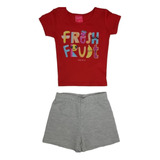 Conjunto Feminino Fresh Fruit  Kely Kety Shorts Moletinho