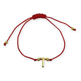 Pulsera Letra T Cordón Rojo Enchapado Oro 18k