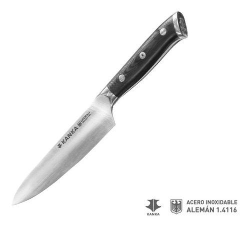 Kanka - Cuchillo Multiuso 13cm Acero Inox. Alemán Mango G10 Color Negro