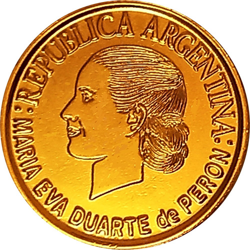 Argentina Moneda 2 Pesos Evita Año 2002 Bañado Con Oro 24k 