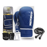 Kit Luva Boxe First Fx2 Pretorian Azul +band+bucal+ Bolsa