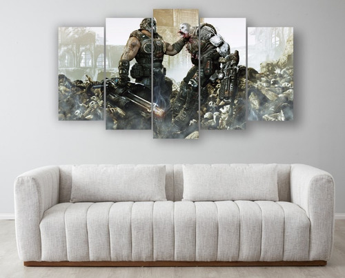 Set De 5 Cuadros Decorativo Canvas  Gears Of War 3