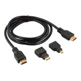 Kit Cabo Hdmi 3x1 - Hdmi/ Mini Hdmi/ Micro Hdmi 1.5m Lt-h001