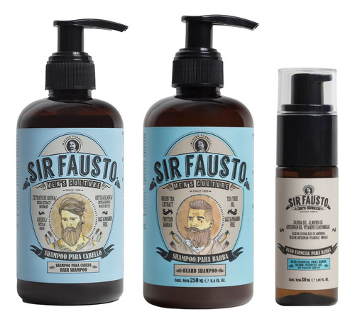 Sir Fausto - Shampoo Barba + Cabello + Oleo Esencial  