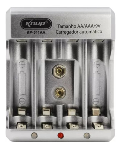 Kit 4 Pilhas Recarregáveis Com Carregador Aa Aaa 9v