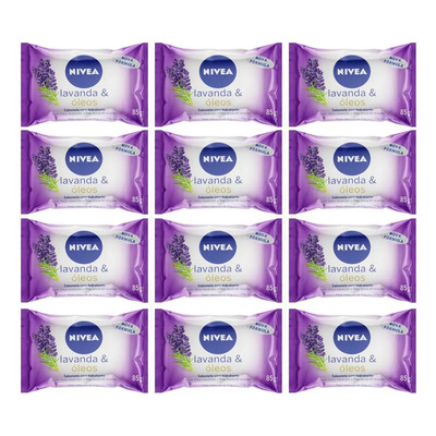 Kit C/12 Sabonete Hidr Em Barra Nivea 85g Lavanda E Óleos