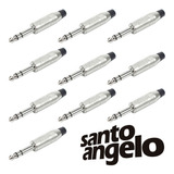 Kit C/ 10 Plugs Conectores P10 Stereo Santo Angelo Sa2x