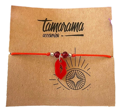 Pulsera Boquita, Labios, Hilo Rojo, Regulable