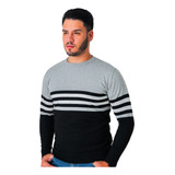 Sueter De Lã Masculina Blusa Trico Frio Cardigan Listrado