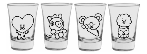 Set Vasos De Shot Bts - Bt21 - Tata - Mang - Koya - Rj -kpop