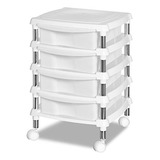 Organizador Multiuso C/ 4 Gavetas Branco Cozinha Escritório