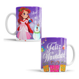 Taza Navideña Princesas Disney Personalizada 11oz Mod658