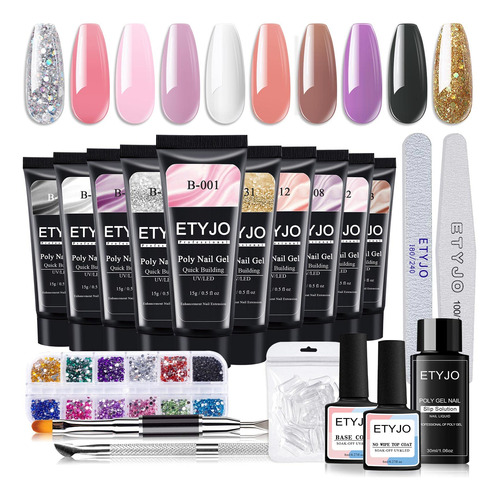 Kit De Uñas De Poligel, 10 Colores, Extensión Rápida De .