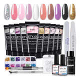 Kit De Uñas De Poligel, 10 Colores, Extensión Rápida De .