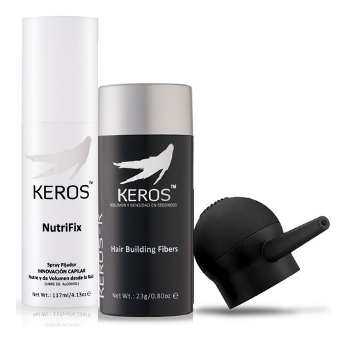 Pack Trío Keros Cubre Calvicie Nano Fibras +spray+aplicador