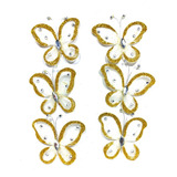 Mariposas 6cm Blanca/oro X 36 Unid #26845 Sheshu Navidad