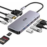 Hub Usb C. Puertos Usb 3.0, Ethernet, Hdmi 4k, Vga, Sd/tf