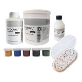 Kit Terrazo Resina Ecocryl 1400grs +5 Colores Molde Bandeja