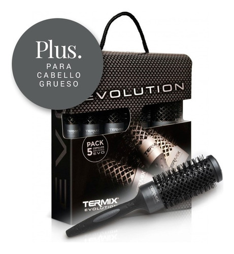 Kit X5 Cepillos Brushing Termix Evolution Cabello Grueso Color Negro