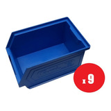 Gaveta Plastica Apilable Cajon Contendor Kit X 9 Azul Me