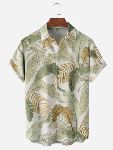 K Camisa Hawaiana Unisex Con Forma Palmera En Blanco, Camis