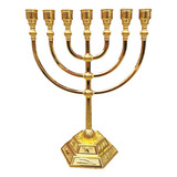 Vela Clásica Judía Chapada En Oro Con 7 Ramas