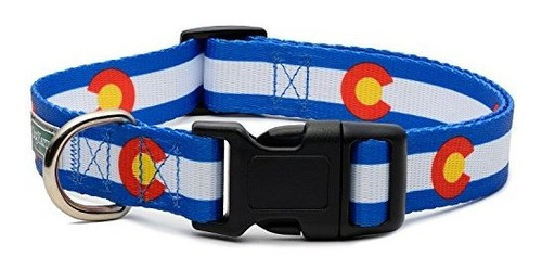 Collar De Perro De La Bandera Del Estado De Colorado Azul (m