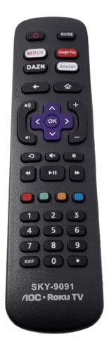 Controle Remoto Para Televisao Aoc Smart Roku 40 Polegadas