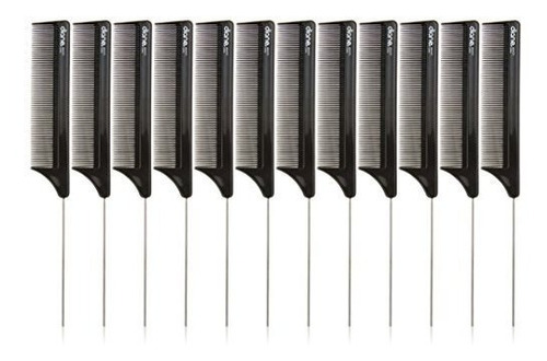 Diane Pin Tail Comb Dozen, Negro, 8.25 Pulgadas