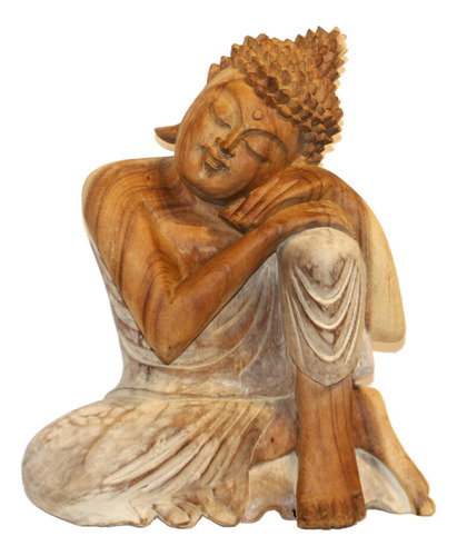 Buda Descansando De Madera 33cm 