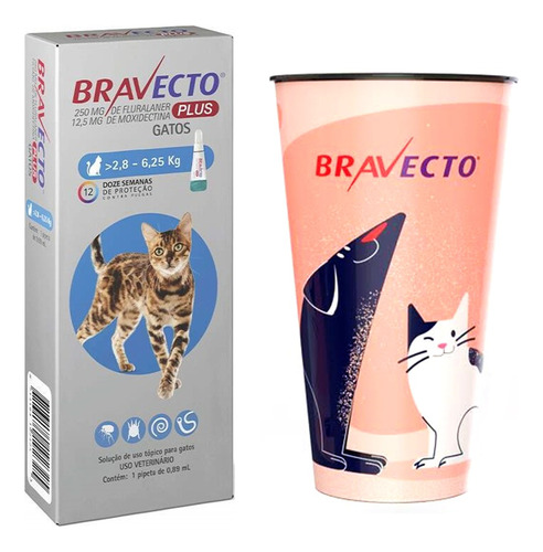 Bravecto Plus Gatos 2,8 A 6,25kg Transdermal + Brinde