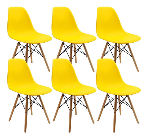 Kit 6 Sillas Eames / Comedor, Restaurante/ Estructura De La Silla Amarillo