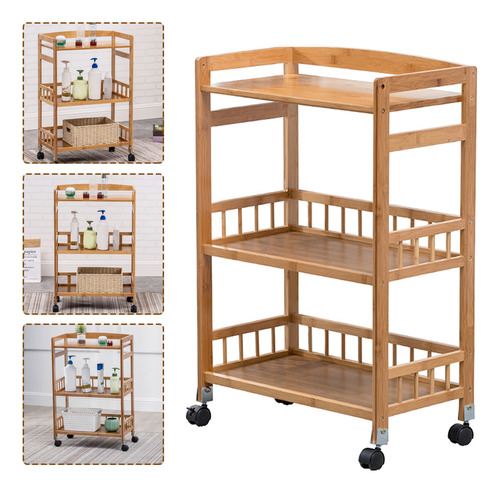 3 Tiers Trolley Carts Storage Cart  Organizer W/caster