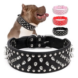 Collar De Perro Ajustable Con Puas Anchas Remache De Hongo D