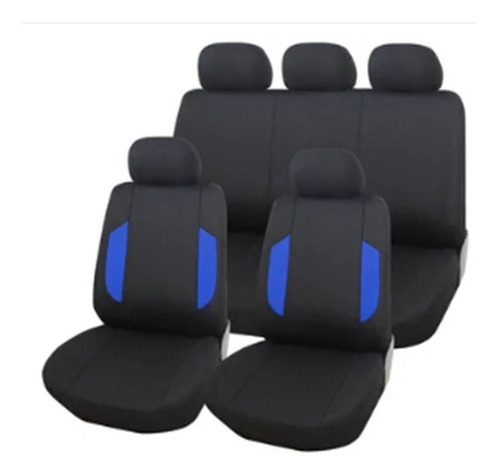 Set Funda Cubre Asiento Auto Universal Negro Entero 9pcs 