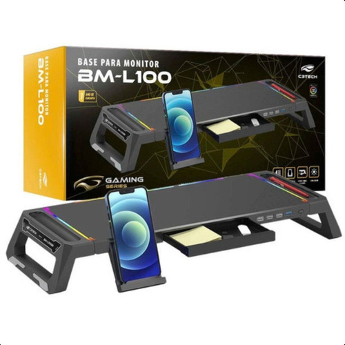 Base Gamer Para Monitor C3tech Bm-l100bk Preto Rgb