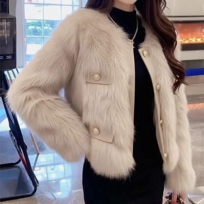 Abrigo De Piel Para Mujer, Ultracorto, Estilo Chanel, Engros