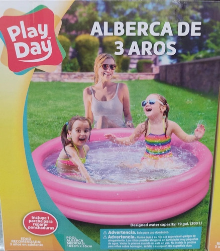Alberca Inflable 3 Aros Play Day 1.65m X 35cm Infantil Azul
