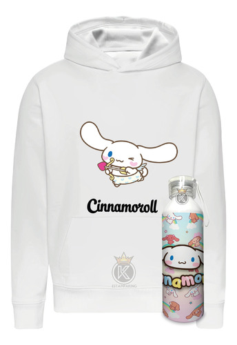 Poleron Cinnamoroll + Botella En Aluminio - Hello Kitty - Estampaking