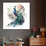 Cuadro Aves Pavo Real Canvas Animales Abstract 90x90 An7