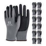 12 Pares Guantes De Trabajo Recubiertos Nitrilo Talla M