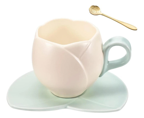 Taza De Té Con Cuchara, Platillo, Taza De Café, Tulipanes