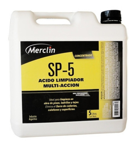 Limpiador Acido Muriatico Sp5 Merclin 5lts Profesional