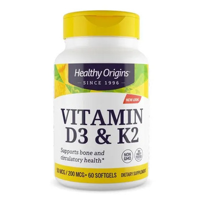 Vitamina D3 2000 UI y K2 200 mcg Cápsulas Healthy Origins 60 Caps | Envío gratis