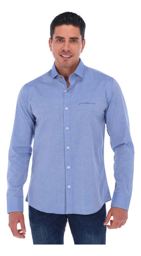 Camisa Casual De Hombre Porto Blanco Manga Larga