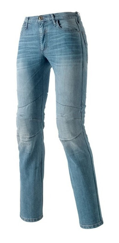 Pantalón Para Moto Clover Sys-4 Denim Azul Claro Con Kevlar