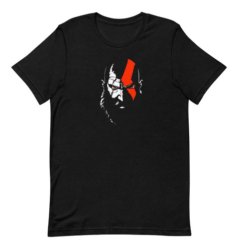 Playera God Of Wars. Kratos Viejo Con Barba. Blanco Rojo