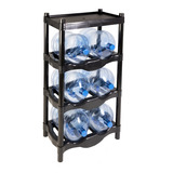 Rack Plástico 6 Garrafones Con Charola Multiusos Negro Doble