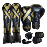 Kit Muay Thai - Luva - Caneleira - Bandagem - Bucal