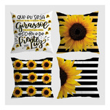 Kit 4 Capas De Almofadas Decorativas Sunflower Girassol 40cm